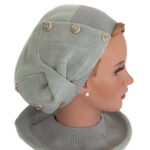 Bֳ©ret dֳ©corֳ© tsniout 100% coton tricotֳ© - vert amande - modֳ¨le Adina- Shapo Collection
