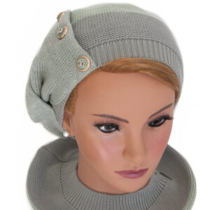 Bֳ©ret dֳ©corֳ© tsniout 100% coton tricotֳ© - vert amande - modֳ¨le Adina- Shapo Collection