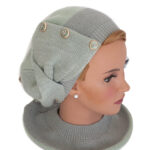 Bֳ©ret dֳ©corֳ© tsniout 100% coton tricotֳ© - vert amande - modֳ¨le Adina- Shapo Collection