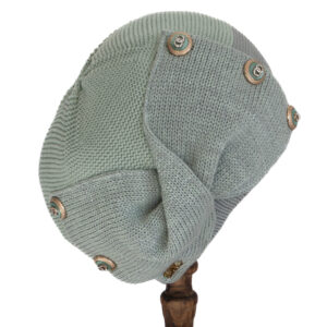 Bֳ©ret dֳ©corֳ© tsniout 100% coton tricotֳ© - vert amande - modֳ¨le Adina- Shapo Collection