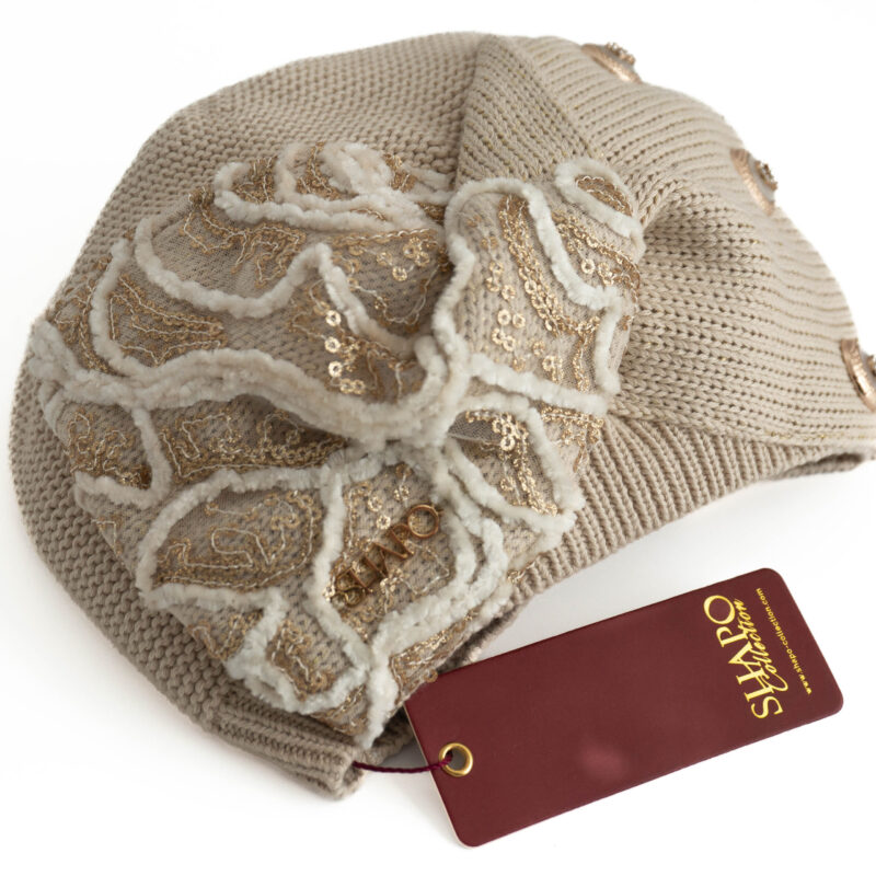 Bֳ©ret dֳ©corֳ© tsniout 100% coton tricotֳ© - beige - modֳ¨le Hadar - Shapo Collection