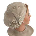 Bֳ©ret dֳ©corֳ© tsniout 100% coton tricotֳ© - beige - modֳ¨le Hadar - Shapo Collection