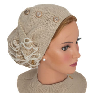 Bֳ©ret dֳ©corֳ© tsniout 100% coton tricotֳ© - beige - modֳ¨le Hadar - Shapo Collection