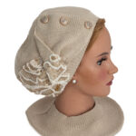 Bֳ©ret dֳ©corֳ© tsniout 100% coton tricotֳ© - beige - modֳ¨le Hadar - Shapo Collection