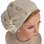 Bֳ©ret dֳ©corֳ© tsniout 100% coton tricotֳ© - beige - modֳ¨le Hadar - Shapo Collection