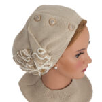 Bֳ©ret dֳ©corֳ© tsniout 100% coton tricotֳ© - beige - modֳ¨le Hadar - Shapo Collection