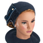 Bֳ©ret dֳ©corֳ© tsniout 100% coton tricotֳ© - bleu marine - modֳ¨le Lֳ©via - Shapo Collection