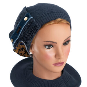 Bֳ©ret dֳ©corֳ© tsniout 100% coton tricotֳ© - bleu marine - modֳ¨le Lֳ©via - Shapo Collection