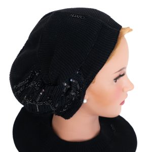 RACHEL - Béret noir 100% coton ultra confortable