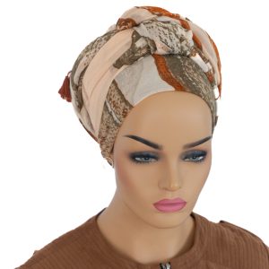 YASHFE - Foulard imprimé à rayures avec bandes de lurex, facile à nouer