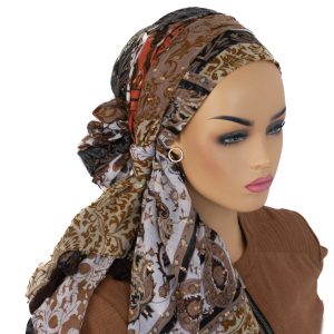 OTSAR - Foulard imprimé patchwork avec touches de lurex, facile à nouer