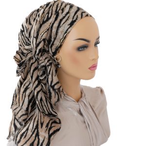 ZOHARA - Foulard imprimé animalier rehaussé de doré, facile à nouer